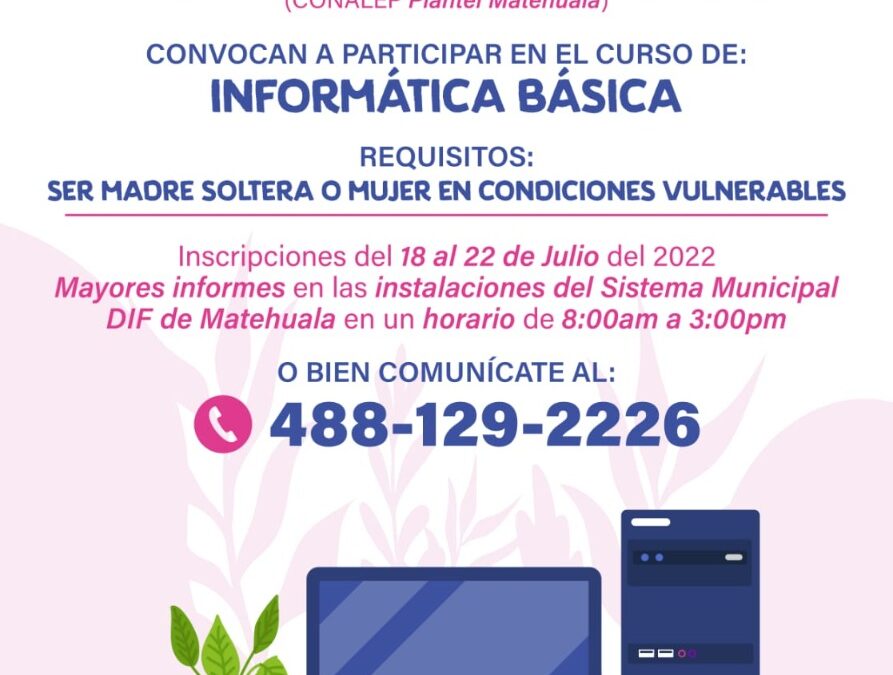 PRÓXIMO LUNES INICIAN INSCRIPCIONES A CURSO BÁSICO DE COMPUTACIÓN