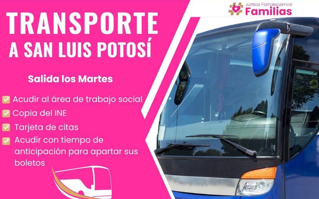 DIF Matehuala reanuda transporte a San Luis Potosí para trámites y consultas médicas